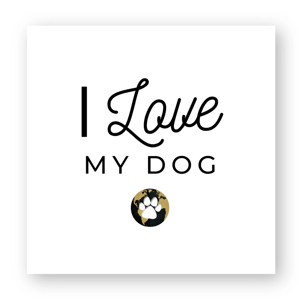 Sticker carré X1 Worldchien I love my dog